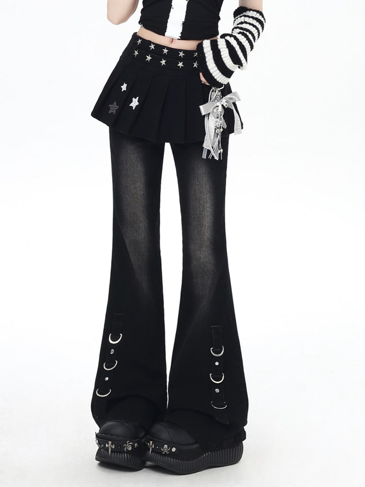 Y2K False Two-Piece Bottom Trend Pants