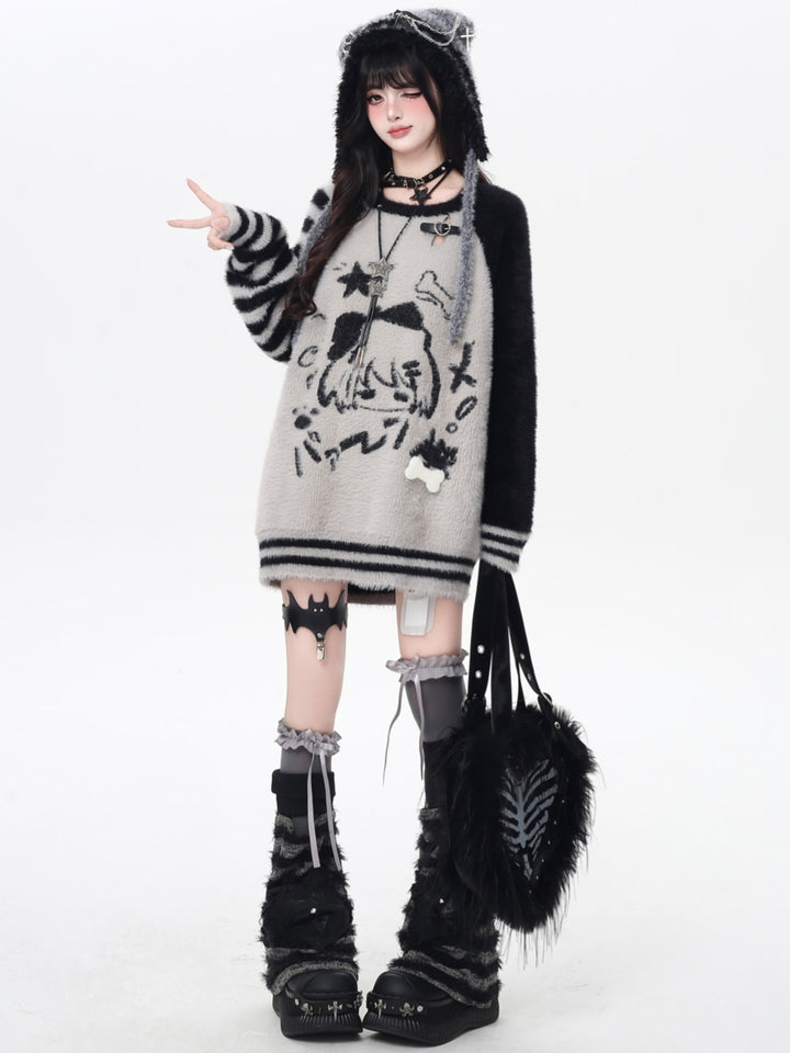 Y2K Soft Striped Knit Sweater Top