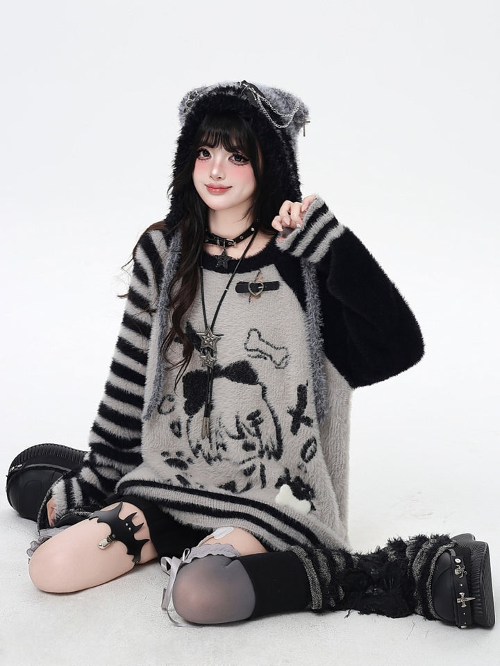 Y2K Soft Striped Knit Sweater Top