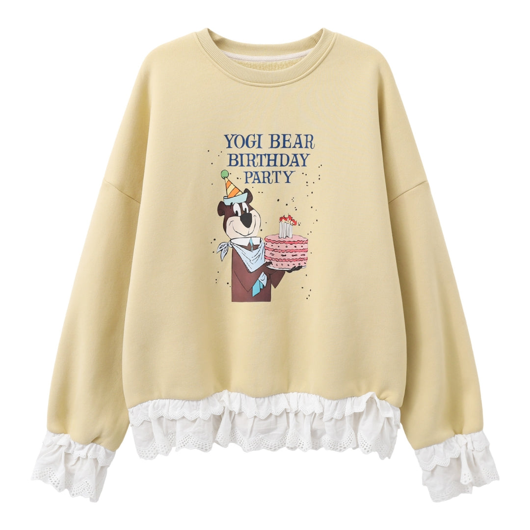 Yellow Lace Fleece Sweatshirt