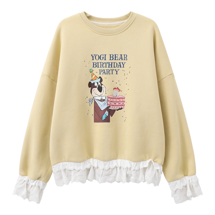 Yellow Lace Fleece Sweatshirt