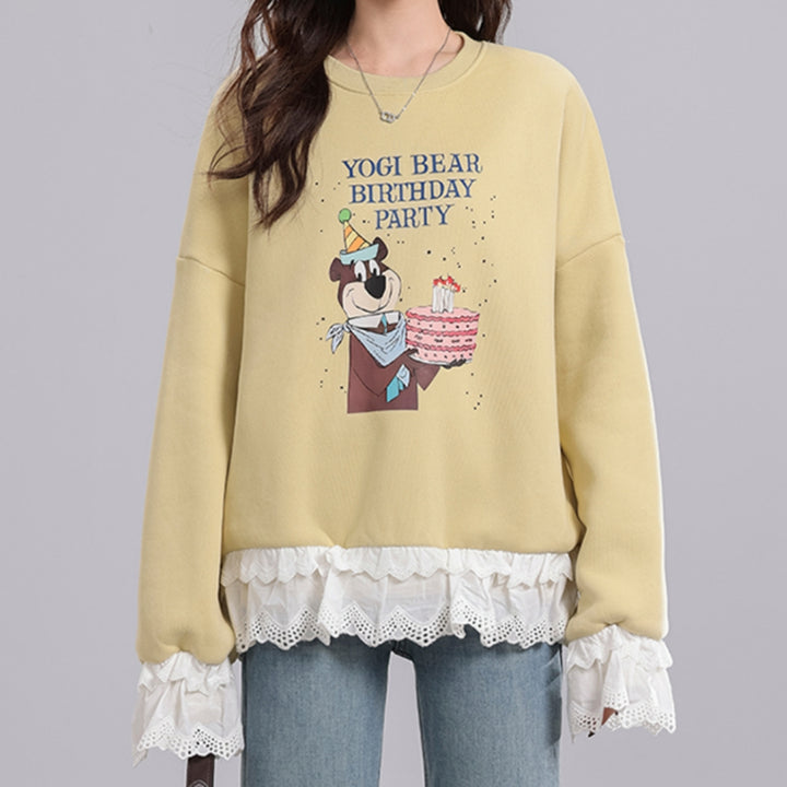 Yellow Lace Fleece Sweatshirt