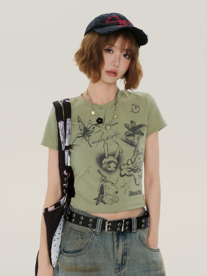 Youthful Doodle Art T-shirt - Cute & Trendy Everyday Casual Top