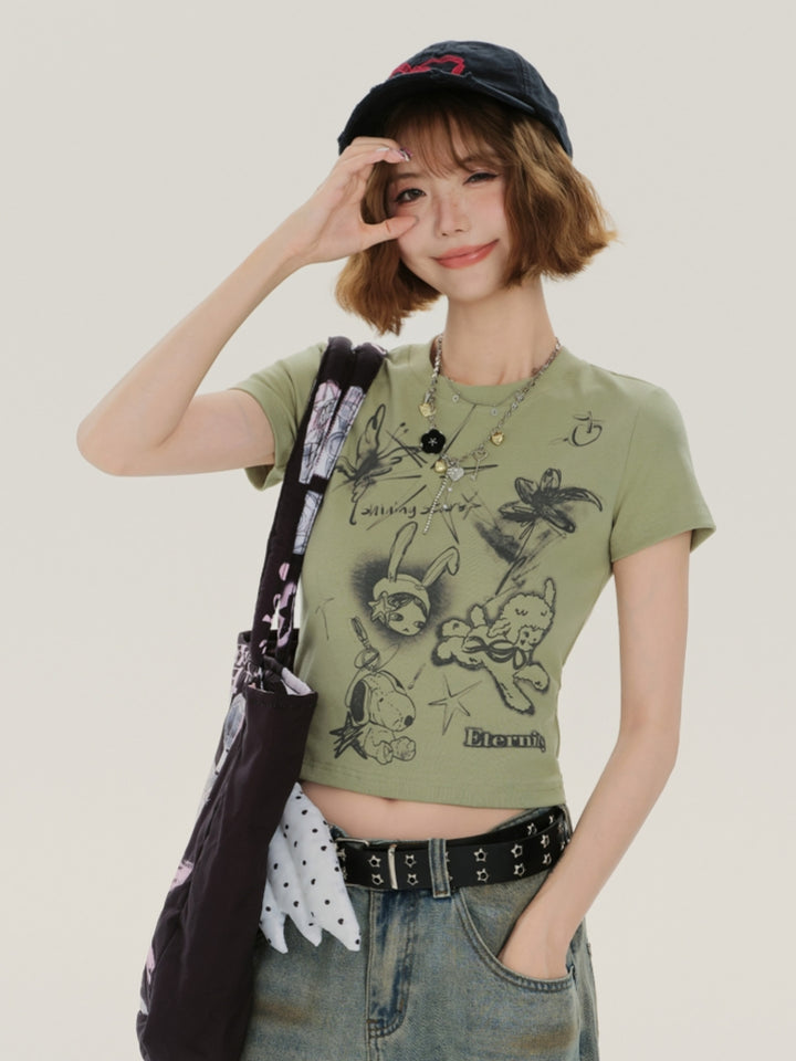 Youthful Doodle Art T-shirt - Cute & Trendy Everyday Casual Top