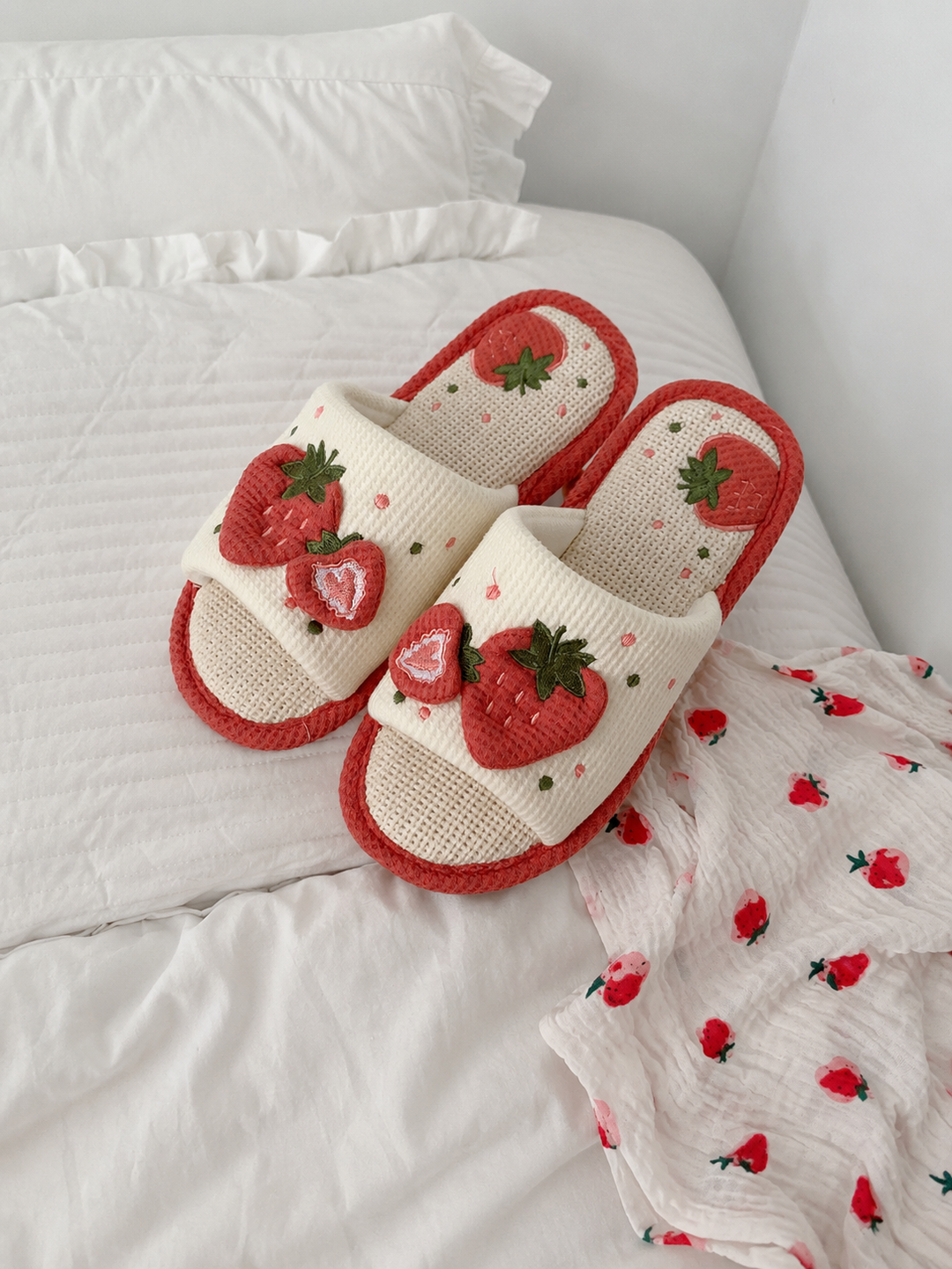 Cute Strawberry Linen Sandals