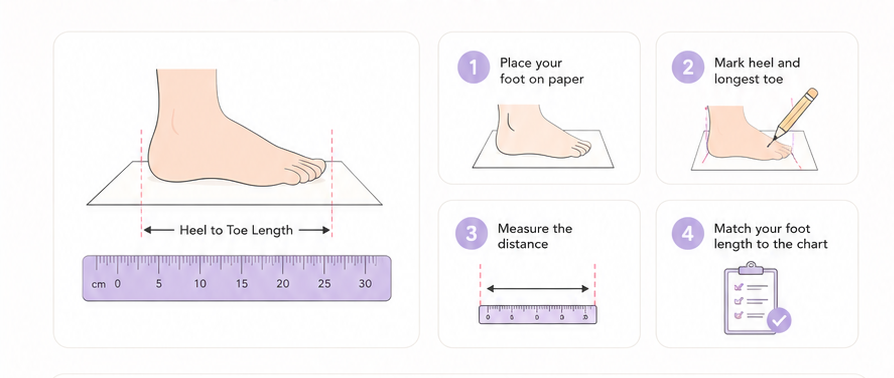 How to measure heel-to-toe foot length